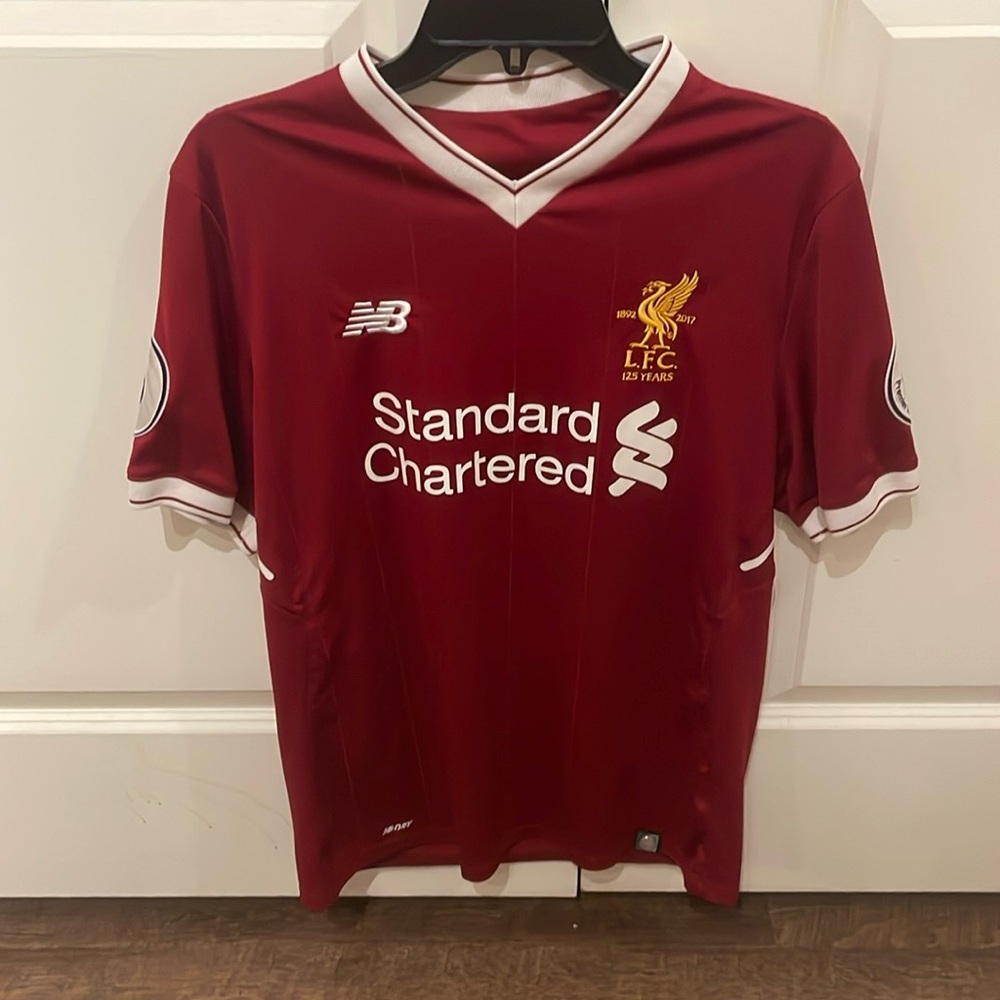 Liverpool Mo Salah 2017 New Balance Home Jersey 125 years patch
